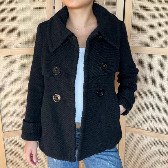 Trina Turk Black Wool Peacoat Women’s Size 6 Winter Trench Buttons - Picture 3 of 8